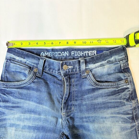 American Fighter Men's Distressed Denim Jeans Blue Size 29R - Picture 12 of 16